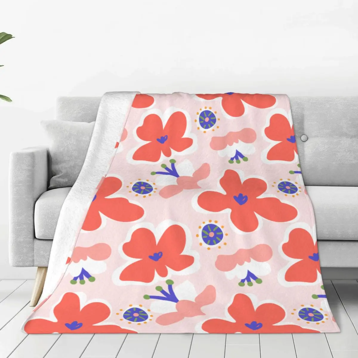 

Flower Coloring Blanket Ultra Soft Cozy Blooming Flowers Decorative Flannel Blanket All Season For Home Couch Bed Chair Travel