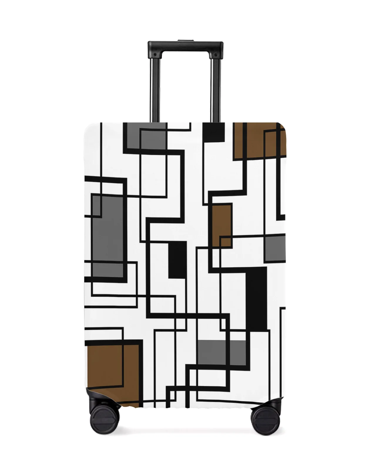 

Abstract Geometry Blocks Modern Art Brown Travel Luggage Cover Elastic Baggage Cover Suitcase Case Dust Cover Travel Accessories