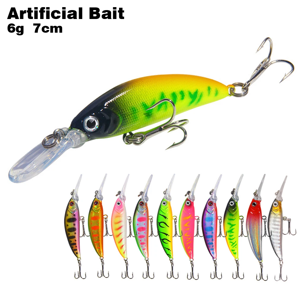 

LURE FISH 6g 7cm Hot Model Fishing Lures Hard Bait 10color for Choose Minnow Quality Professional Minnow Depth1.3-1.8m FISH LURE