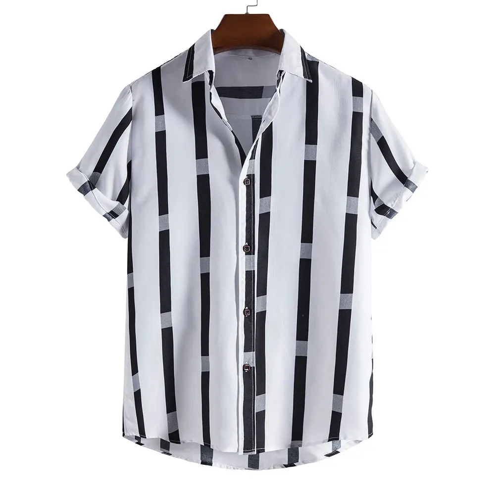 

2022 designer spring and summer new men's short sleeved flower shirt casual stripe clothes