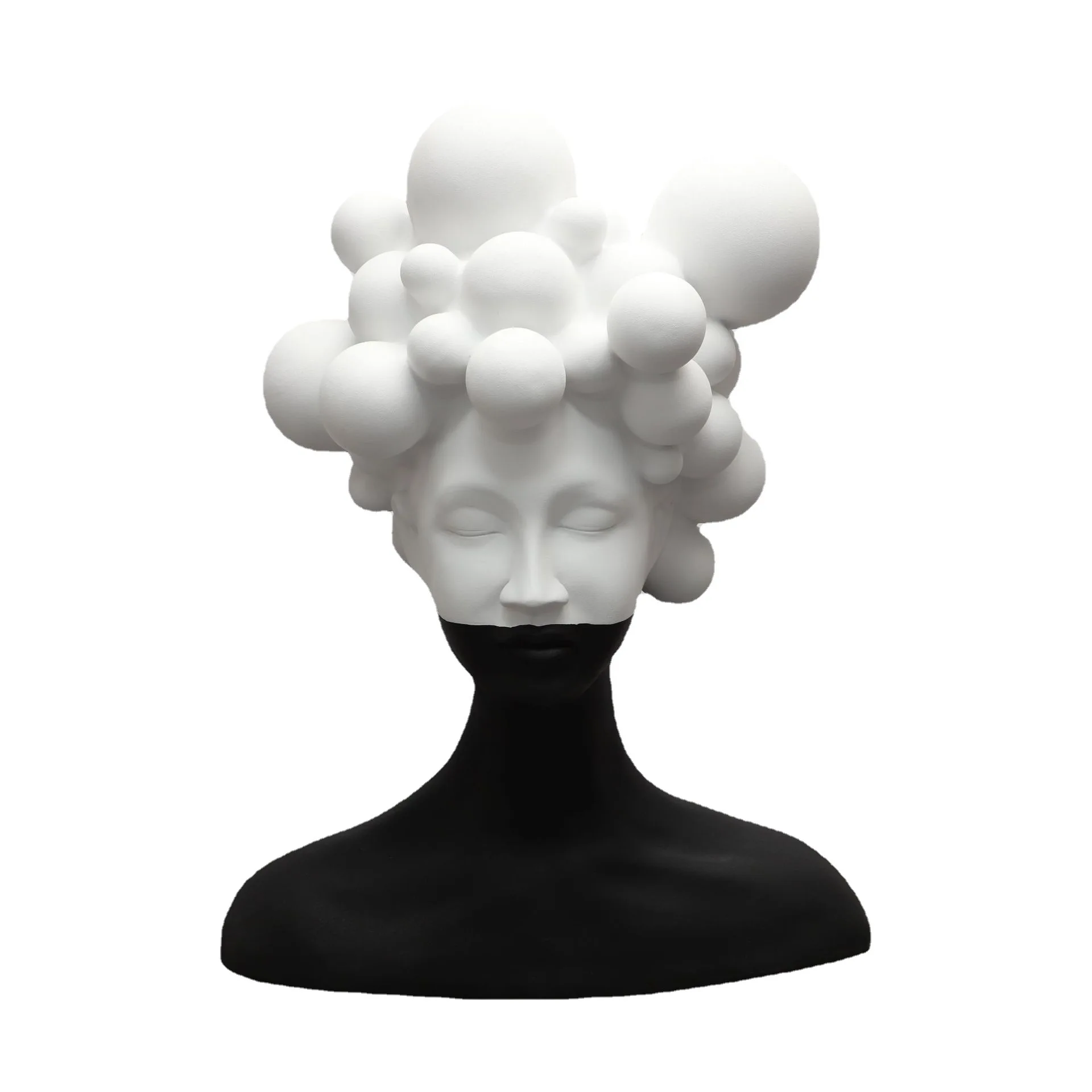 

Modern simple art figure sculpture resin decoration model room living room creative black-and-white girl soft decoration