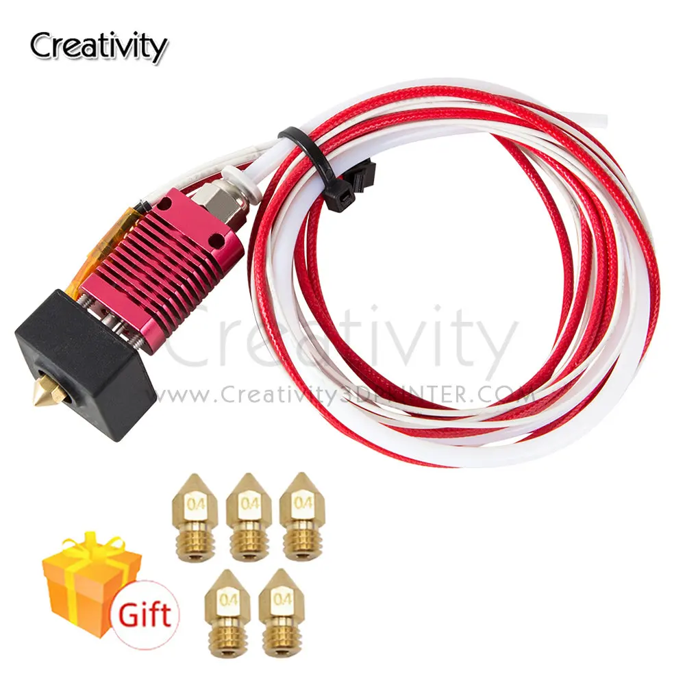 3D Printer Parts Ender-5 Hot end 0.4mm MK8 Nozzle Hotend Kit Aluminum Heat Block Bowden PTFE Tube For Ender-3 CR-10 Ender-5 3D Printer Parts Ender-5 Hot end 0.4mm MK8 Nozzle Hotend Kit Aluminum Heat Block Bowden PTFE Tube For Ender-3 CR-10 Ender-5