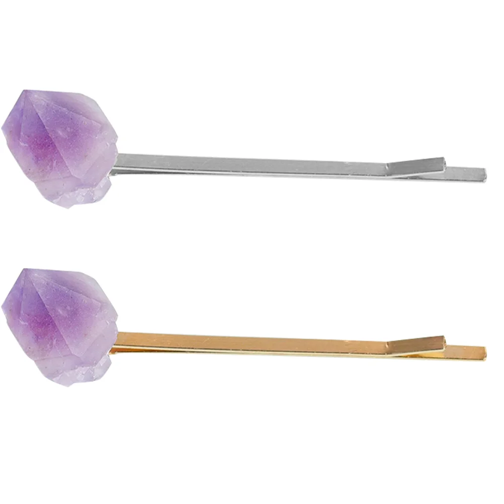 

2 Pcs Crystal Stone Hairpin Barrettes Women Accessories Clips Thick Wedding Girl Bobby