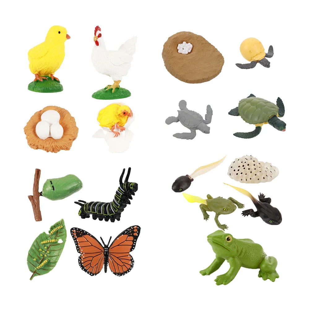 

4 Sets Animal Figurines Life Cycle Models of Butterflies Turtle Frogs Rooster