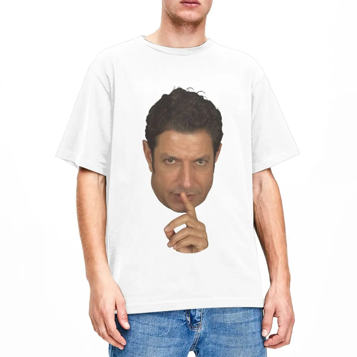 Мужская/женская рубашка с коротким рукавом и круглым вырезом из натурального