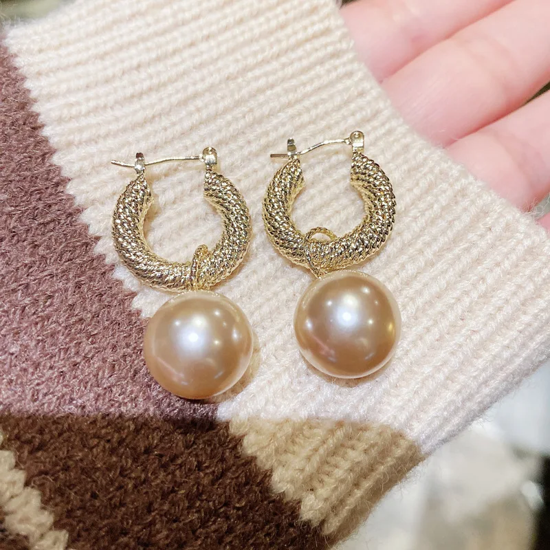 

New Pearl Drop Earrings for Women Champagne Imitaiton Pearl Pendants Hang Earrings orecchini bijoux fashion femme pendientes