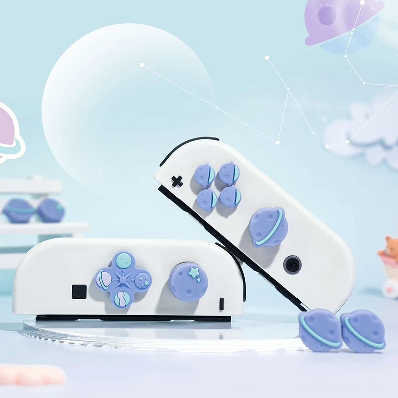 

Милый чехол с изображением планеты, D-pad, перекрестная кнопка, ABXY X, наклейка на ключ, крышка джойстика, Стик для большого пальца, захват-Крышка...