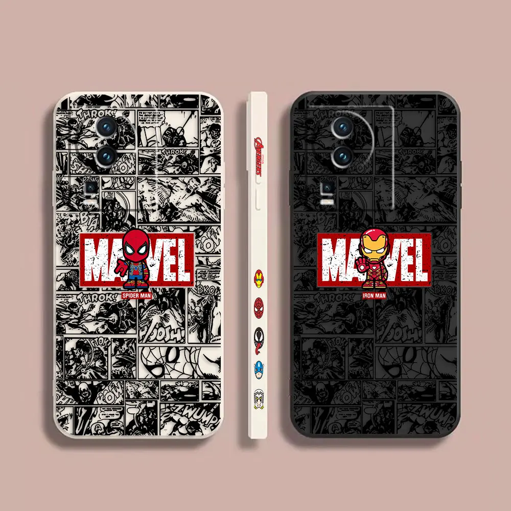 

Case For VIVO IQOO 5 7 8 9 10 11 Pro 5G Z6 Z7 NEO3 5 5S 6 7 Colour Simple Liquid Silicone Case Marvel Iron Spider-Man Comics