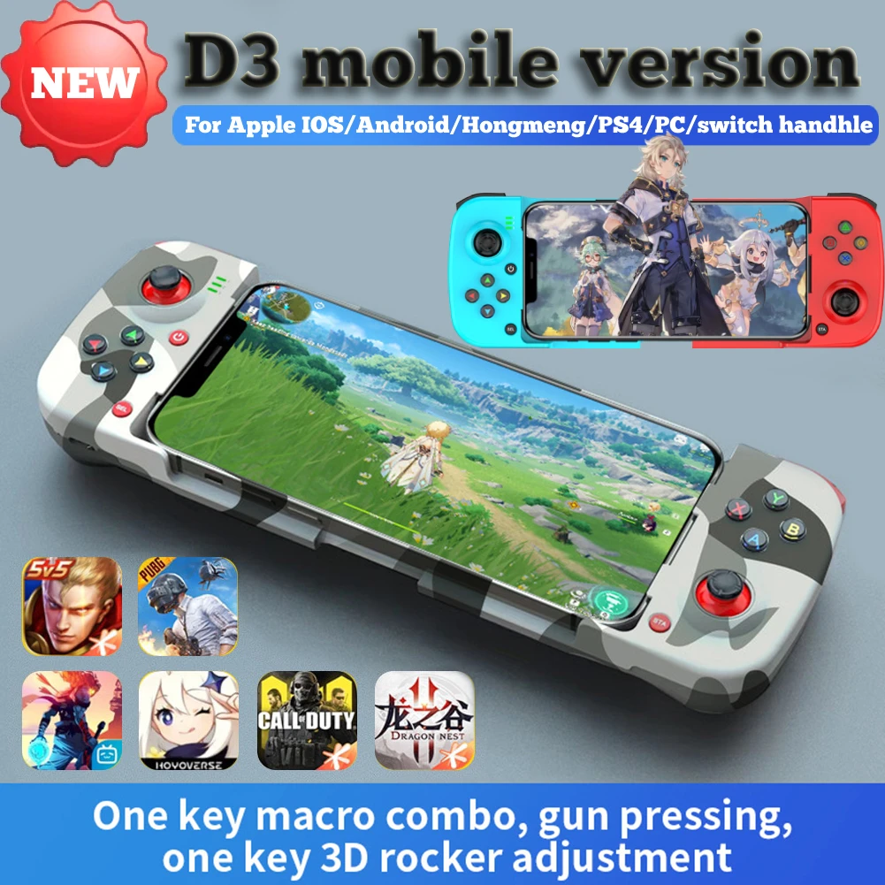 

Type-C Game console Telescopic Mobile Phone D3 Gamepad Bluetooth5.0 Wireless Game Controller For PUBG Android iOS NSS witch PS4