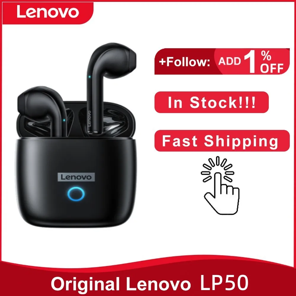 

Оригинальные беспроводные наушники Lenovo LP50 TWS, Bluetooth 5,0, наушники, двойное Стерео шумоподавление, бас, сенсорное управление, длительный режим ...