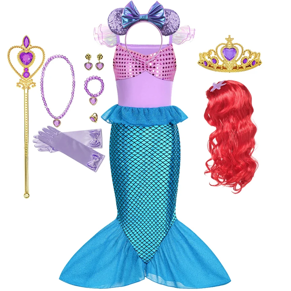 Платье Принцессы Ариэль Для Девочек — Костюм Русалки Детское Праздничное До