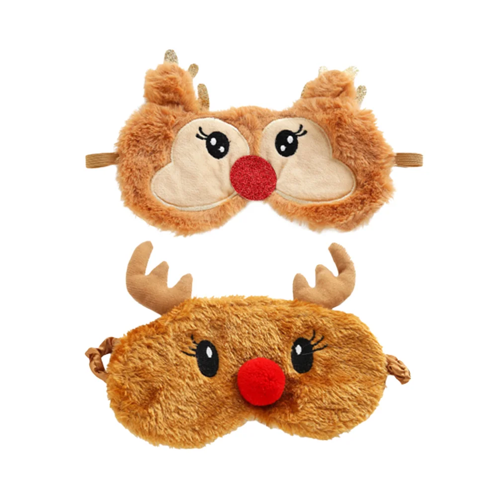 

Plush Sleeping Eye Reindeer Shaped Plush Blindfold Sleeping Eye Cover For Kids Home Sleeping 2Pcs