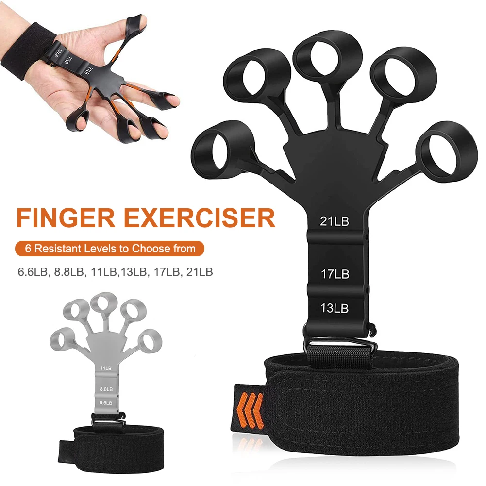 

Silicone Finger Grip Strengthener Adjustable 6 Levels Finger Exerciser Resistance Hand Grip Trainer Hand Recovery Physical Tools