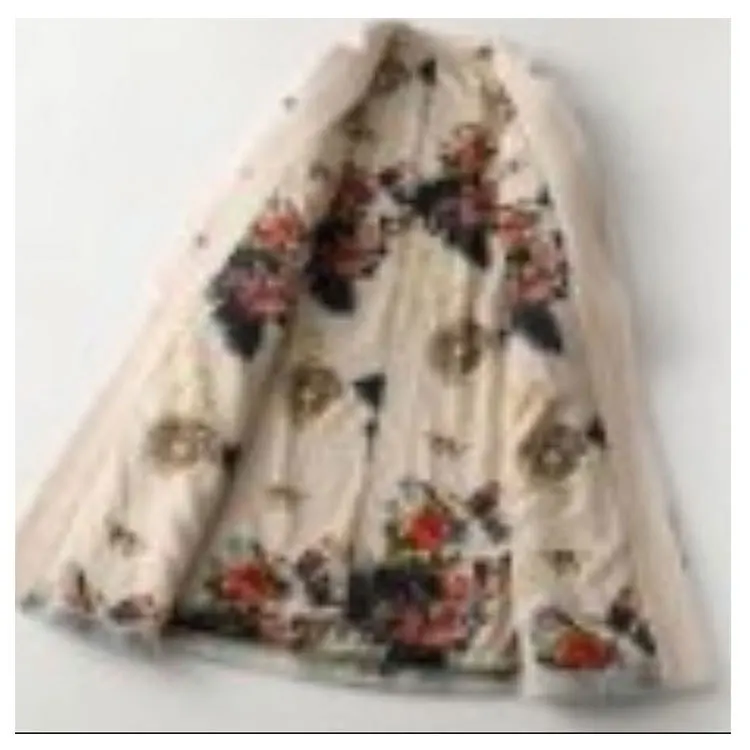 Winter Women's Wool Jacket Long Print Floral Flower Overcoat Spring New High Quality Fashion Thick Warm Fur Sheep Shearing Coat