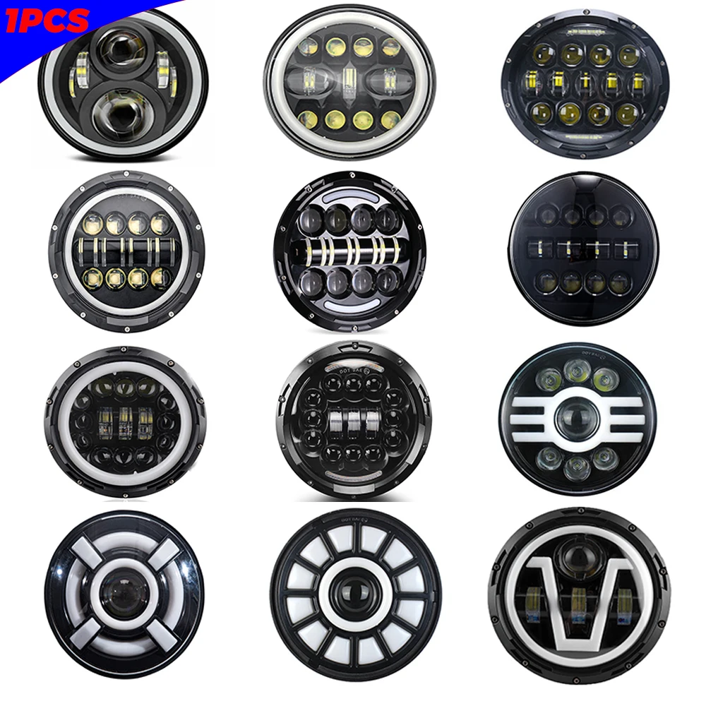 

1PCS Running Lights 75W Car Led H4 7inch 5.75inch Car Accessories Angel Eyes Led Headlight H4 DRL & Amber Turn Signal Lights