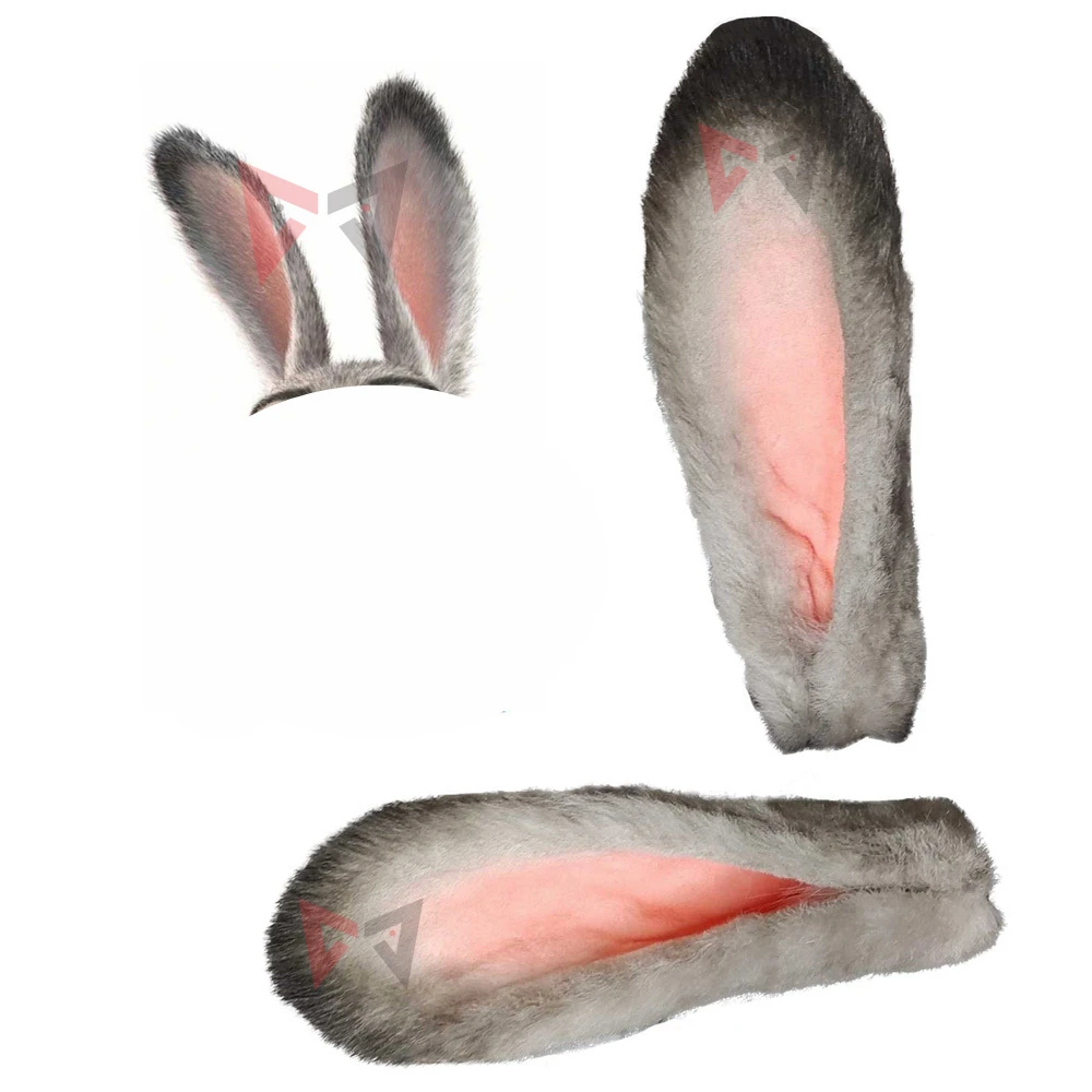 New Original Gray Rabbit Bunny Ears Hairhoop Headwear Headband Custom Made For Cosplay Costume Accessories