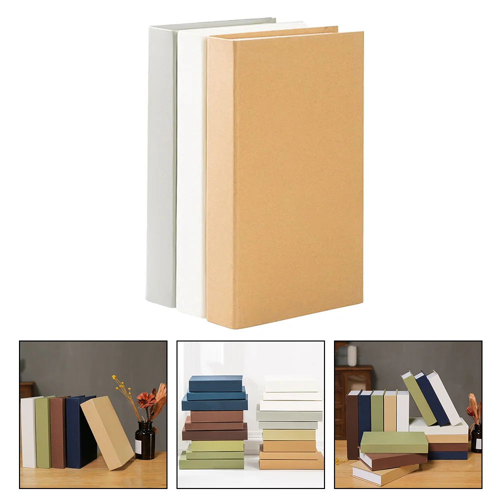 

3 Pcs Prop Book Trendy Home Decor Simulated Desktop Fake Adornment Storage Box Simulation Ornament Paper Office Photo