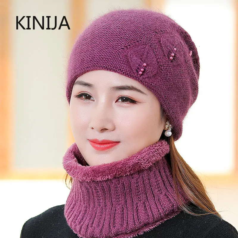Simple Women Winter Hat Soft Beanie Exquisite Knitted Outing Warm Cold-Proof Fashion Bonnet Skull Beanie Hat Rabbit Fleece Cap
