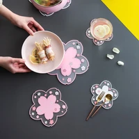 1pc japan style cherry blossom heat insulation pad dining table mat anti skid cup pads non slip coaster kitchen accessories