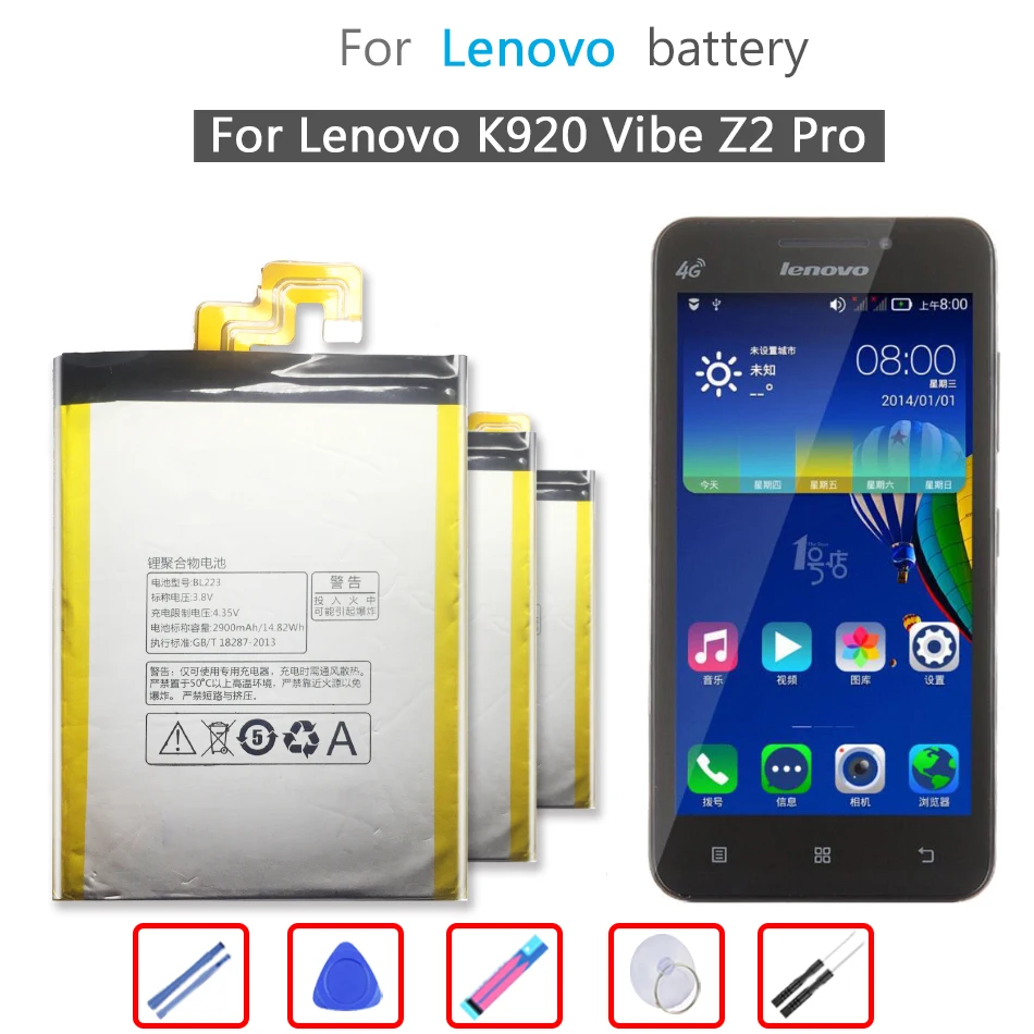 

Реальный аккумулятор 4000 мАч BL223 BL 223 для Lenovo Vibe Z2 Pro Z2Pro k920 K80 K80M K7 сменные батареи + Бесплатные инструменты