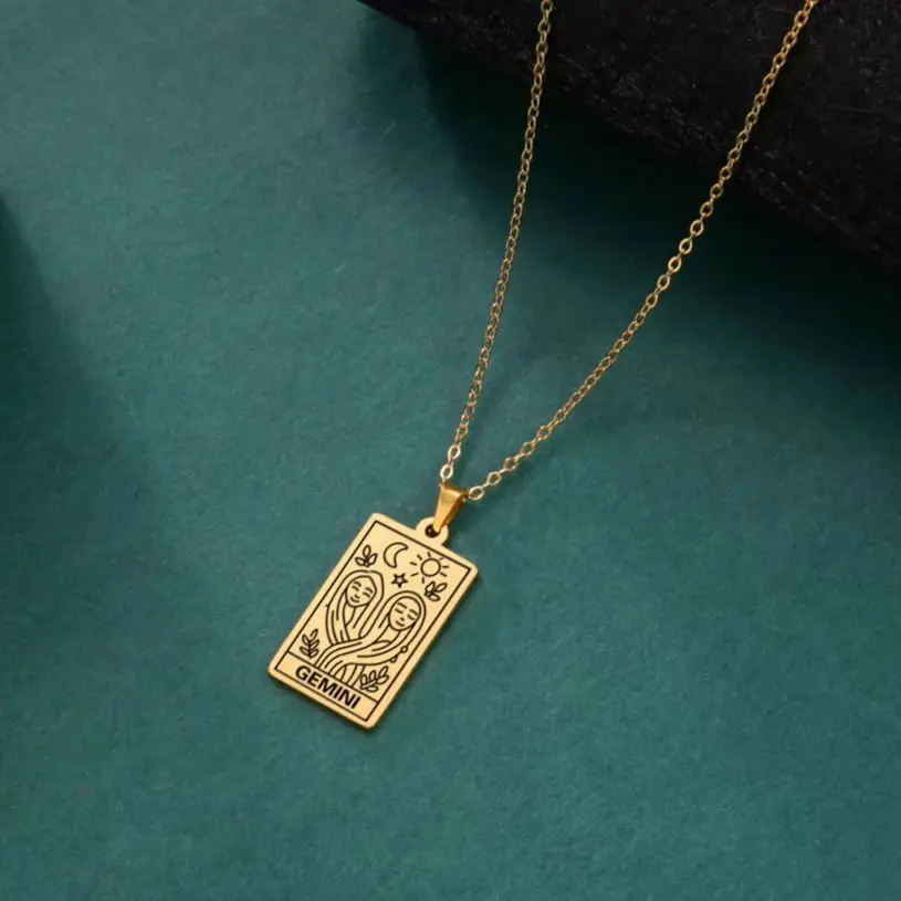 LIKGREAT винтажное ожерелье из нержавеющей стали с 12 созвездиями и квадратным