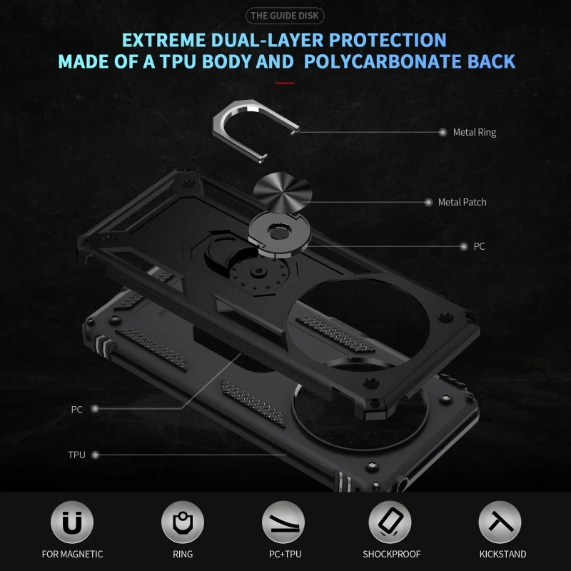 Для Poco C75 4G чехол Armor противоударный магнитный кольцевой держатель для Xiaomi PocoC65 Poko