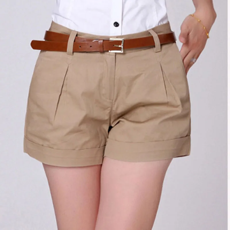 

Summer New Woman Shorts Ladies Casual Short Pants Fashion Draped Office OL Solid Color Hot Pant Female Khaki&White Fashion