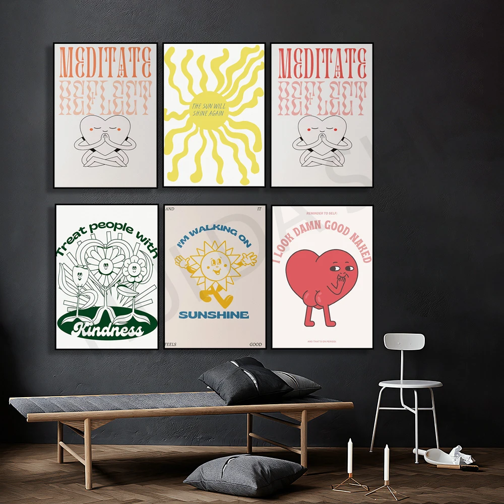 Ретро настенное искусство ретро стены 70s печать трендовая Настенный декор