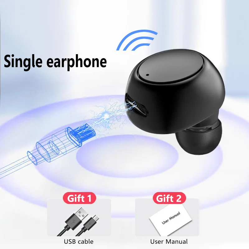 Одиночные Bluetooth наушники беспроводные Спортивная гарнитура геймер без боли в