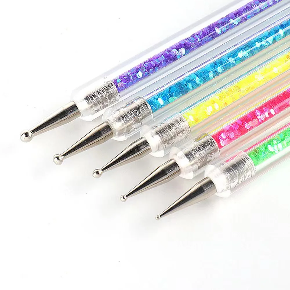 5 шт./компл. Двусторонняя ручка для дизайна ногтей точечная акриловой живописи