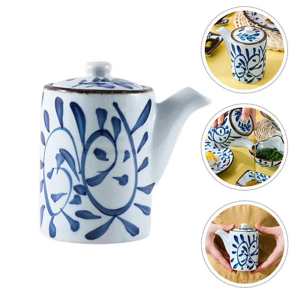 

Oil Dispenser Bottle Sauce Ceramic Soy Vinegar Jar Condiment Olive Cruet Seasoning Pot Liquid Pourer Porcelain Container