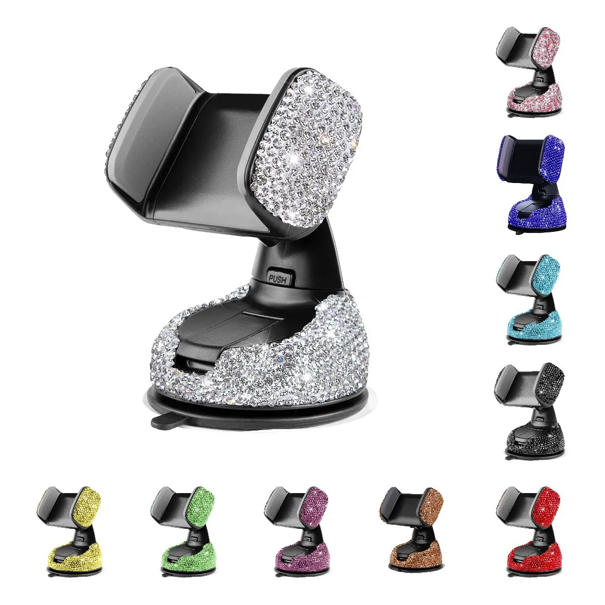 

Diamond-encrusted Car Mobile Phone Holder, Car Interior Suction Cup, Multi-function Navigation Rotating Mobile Phone Holder