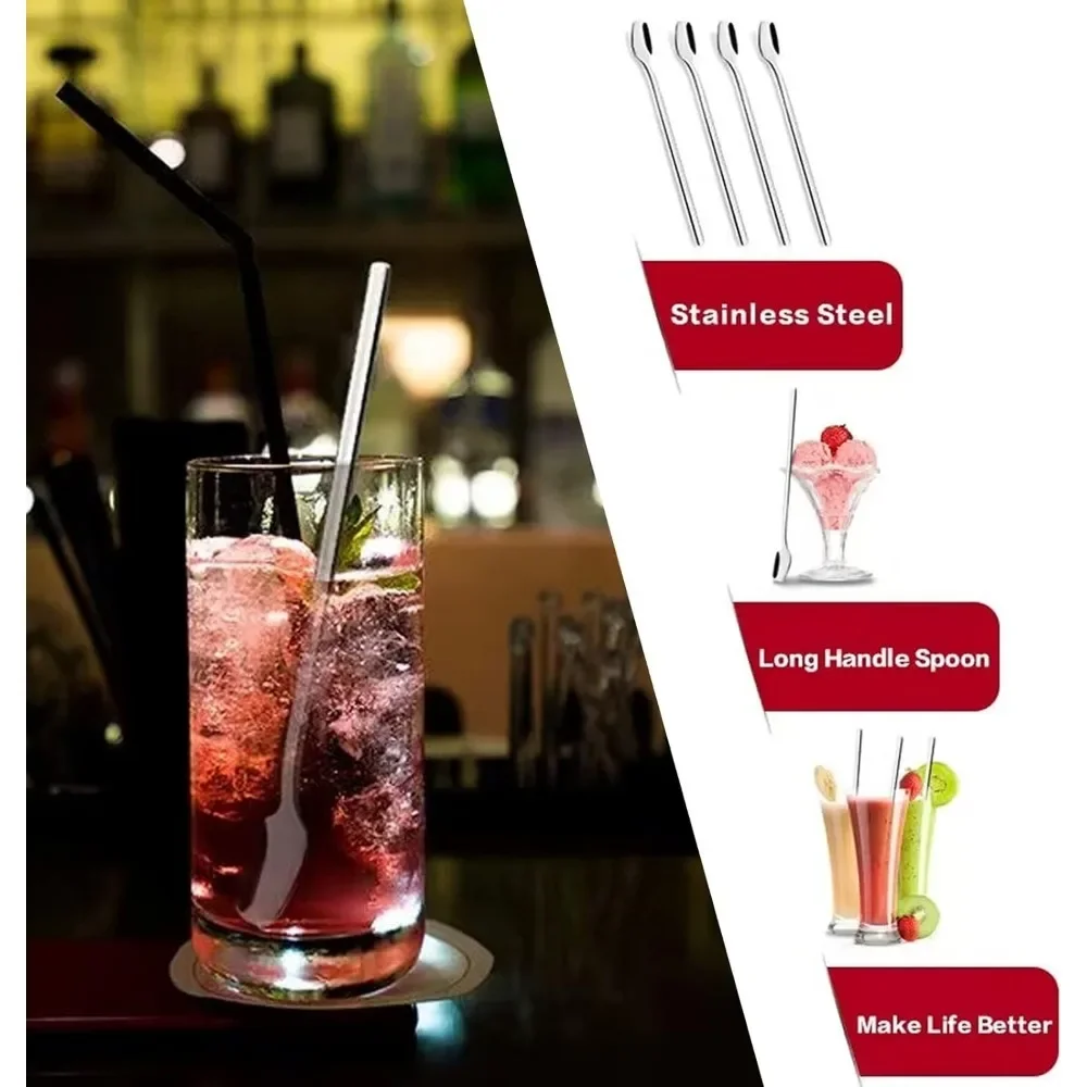 Ложка из нержавеющей стали с длинной ручкой 4 шт