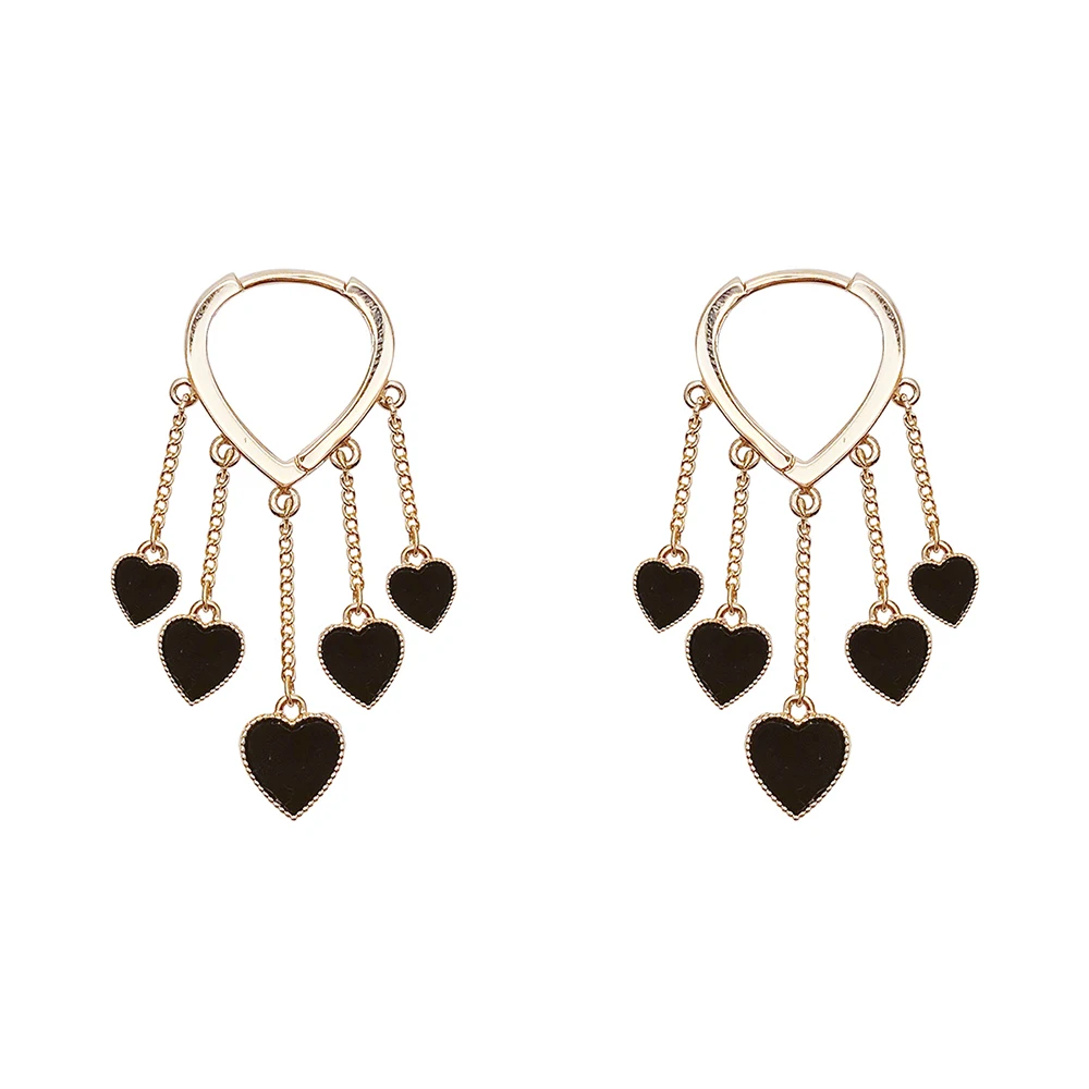 

Net Red Personality Black Love Tassel Ladies Earrings Delicately Modify The Face, Fashion, Light And Luxury, All-Match Earrings