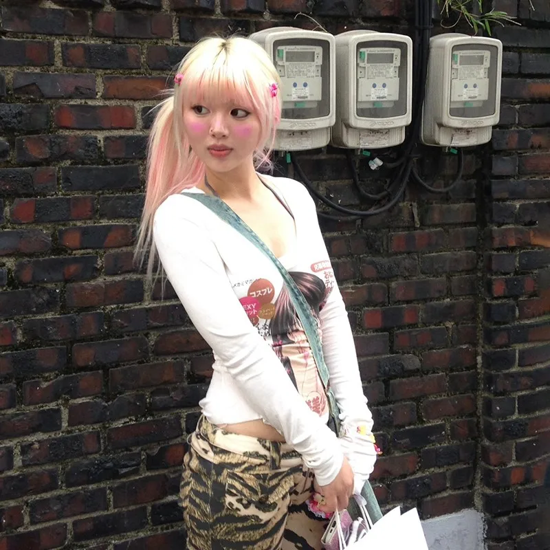 Женская футболка с принтом аниме Y2k 2000-х годов