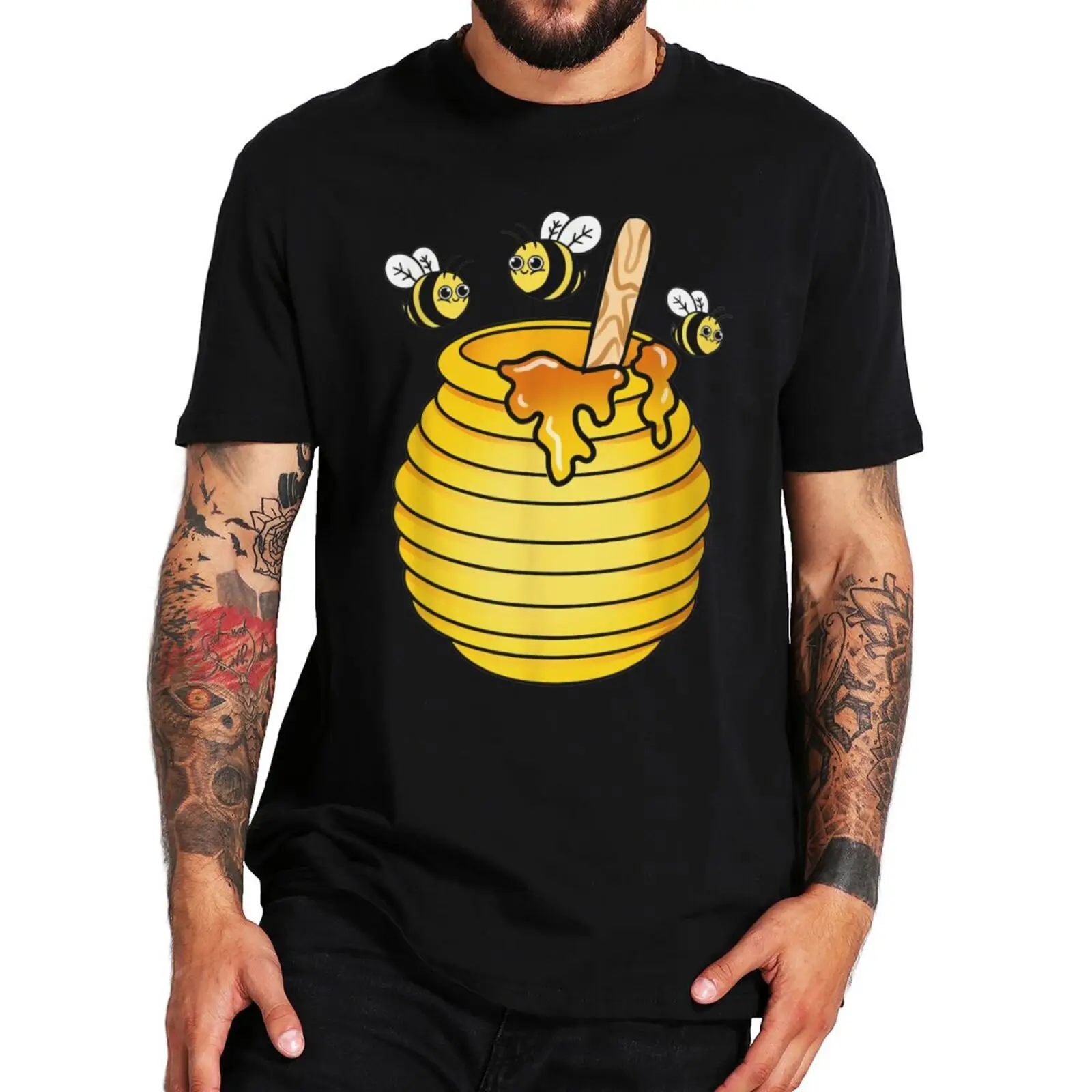 

Funny Bees Honey Jar T-Shirt Humor Honey Lovers Beekeeping Gift Men Women Clothing EU Size Summer Cotton Soft Casual T Shirt