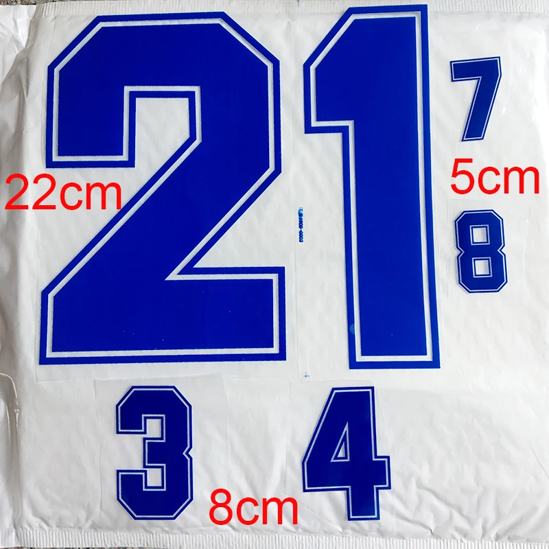 

22cm Blue Letter Basketball Iron on Patch Football jersey Number Clothes Hot Transfer Sticker