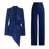 Women's Suit 2 Piece Prom Party Dress Royal Blue Pant Suit Female Blazer + Trousers Lady Outfit