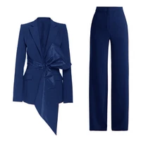 womens suit 2 piece prom party dress royal blue pant suit female blazer trousers lady outfit