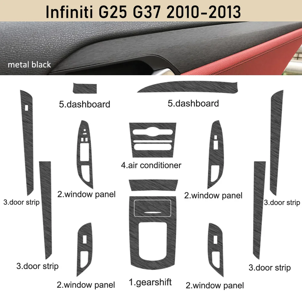

Для Infiniti G25 G37 2007-2013 внутренняя Центральная панель управления дверная ручка наклейка из углеродного волокна Переводные картинки аксессуары для стайлинга автомобиля