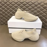 2022 summer new knitted mesh breathable womens casual shoes lovers low top lace up one piece sock mens sneakers trend
