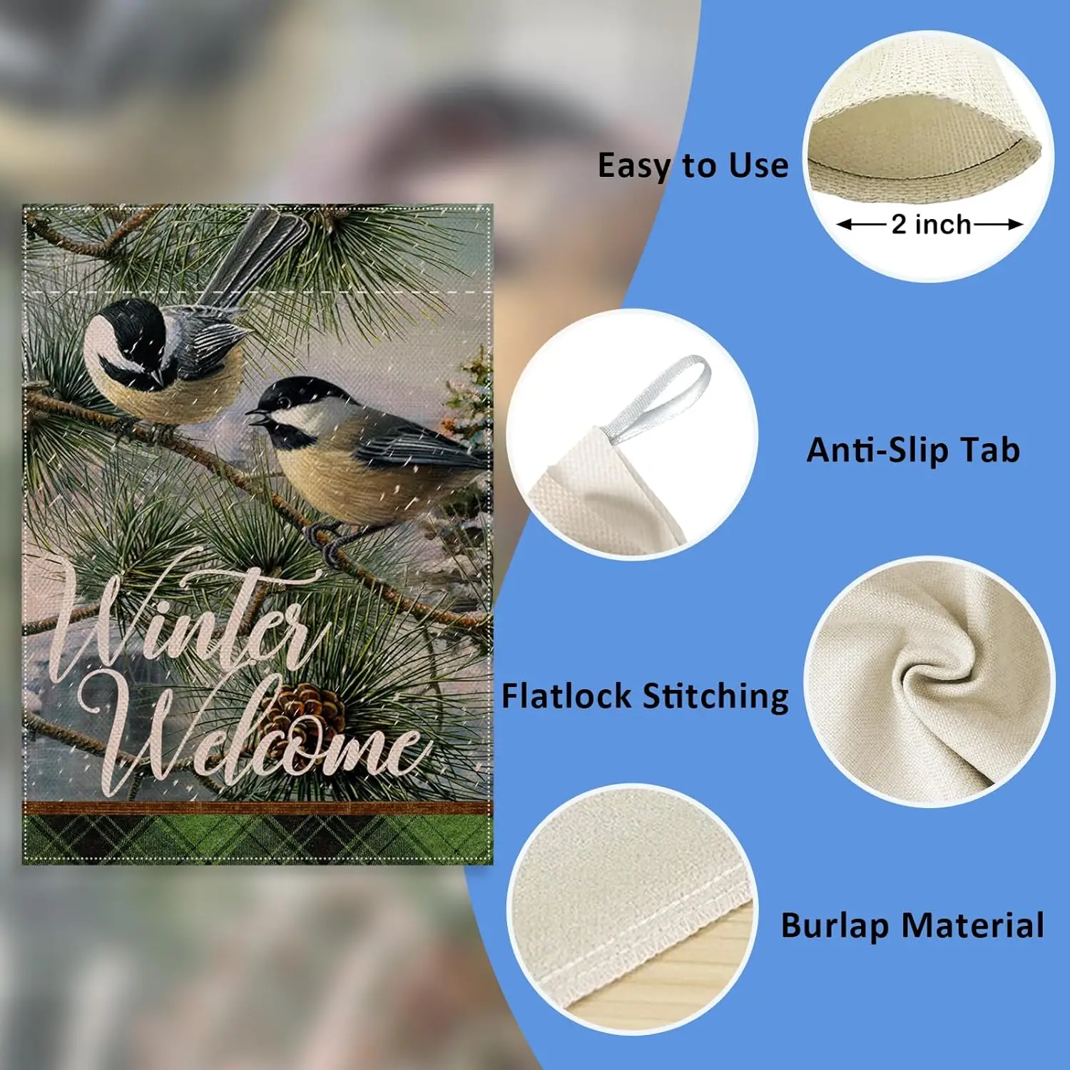 Домашний декоративный зимний флаг с изображением цыпочки и сада двор дома птицы