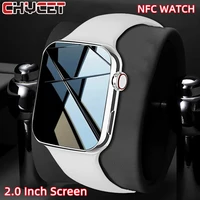 chycet iwo nfc smart watch men women 2 0 inch screen smartwatch 2022 bluetooth call sports fitness tracker clock for android ios