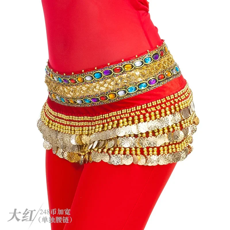 Женский танцевальный костюм танца живота цветной шарф со стразами и цепочкой на