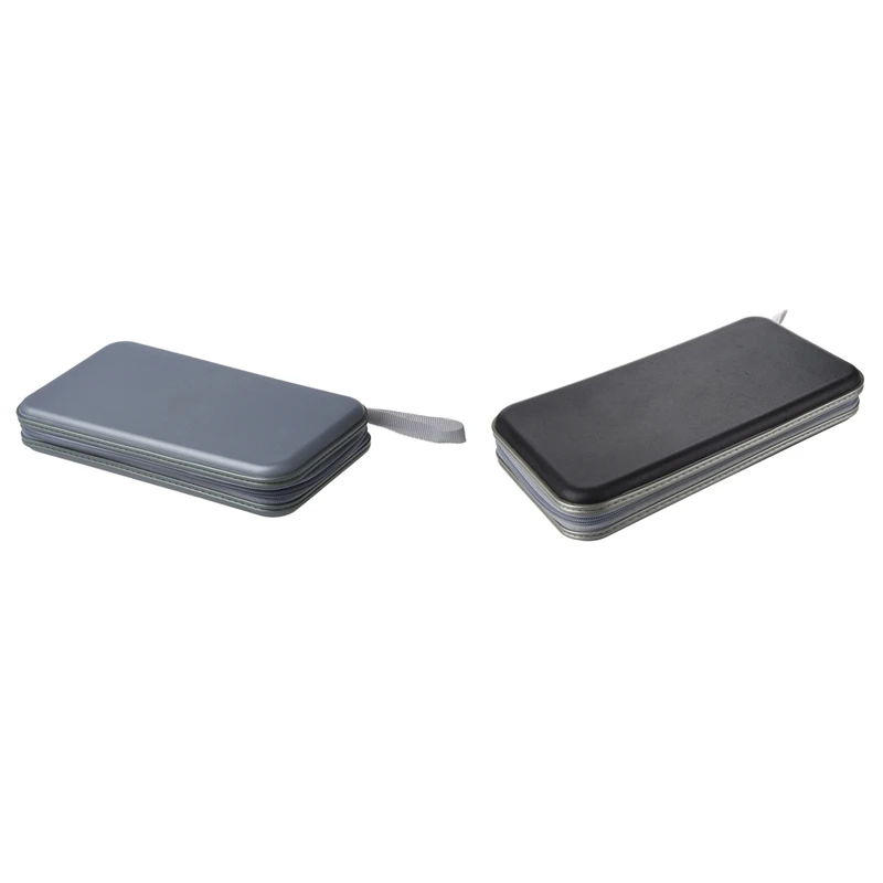 

2 Pcs 80 Disc Album CD DVD Carry Cover Case Wallet Storage Holder Bag Hard Box - Silver & Black