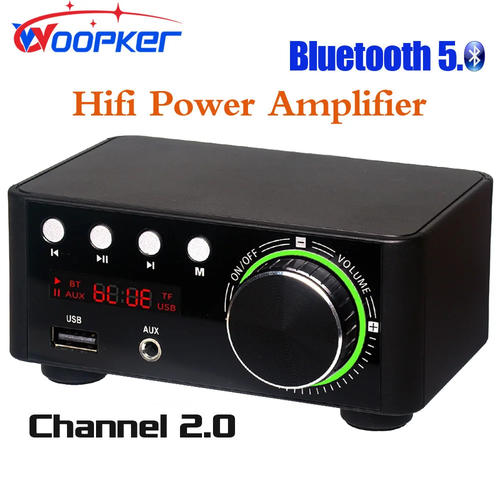 

Woopker Bluetooth 5.0 HIFI Power Amplifier 50Wx2 Channel 2.0 Home Car Digital Audio AMP USB U-disK TF Music Player