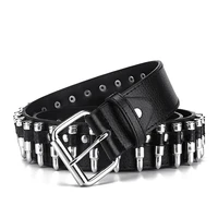 gaoke hollow bullet decoration belt fashion ladies leather studded gift mans goth rock wild adjustable women punk black belt