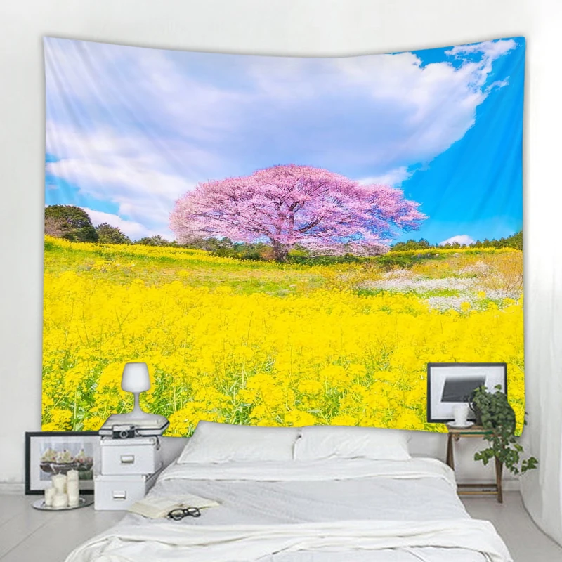 

Bohemian Wall Decoration Hanging Home Bedroom Living Room Sunshine Flower Sea Decoration Wall Tapestry Curtain Scenery