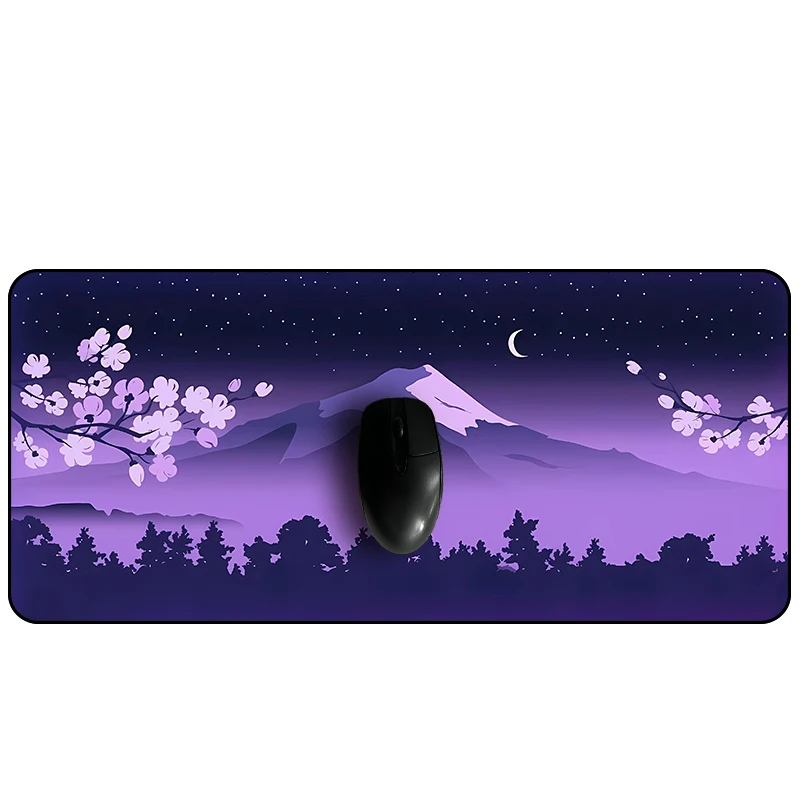 

Fuji Desk Mat Purple Blue Mousepad Japanese Sakura Cherry Blossom Large Computer Keyboard Gaming Deskmat 900x400 Mouse Pad Xxl