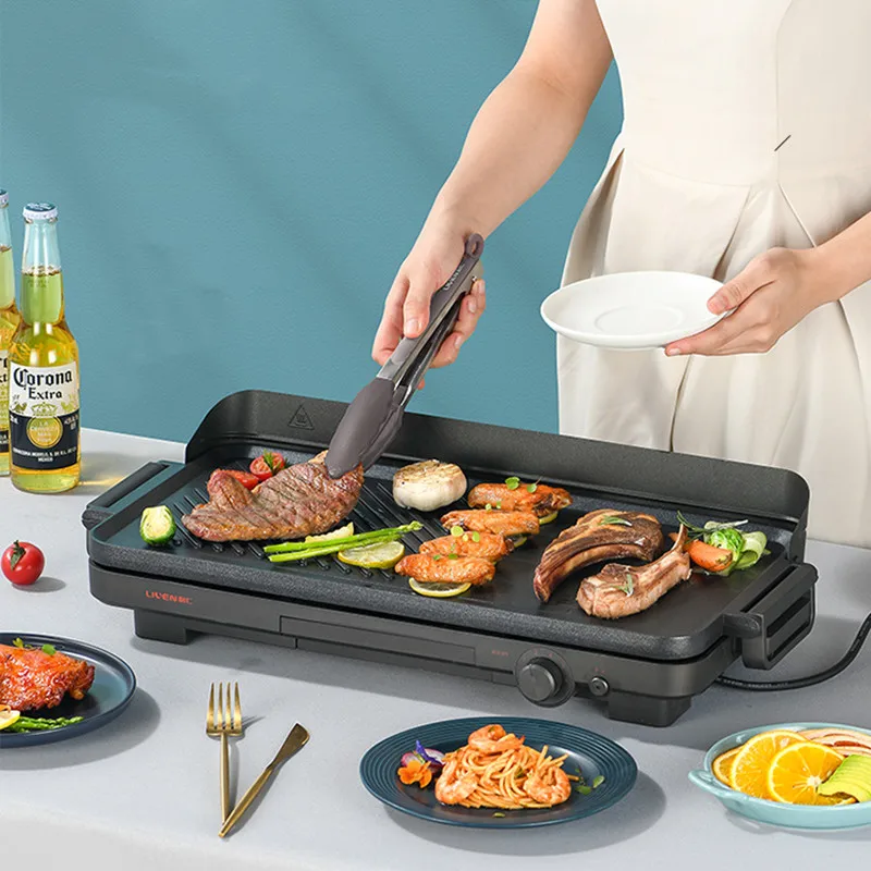 

Liven Electric Grill Multifunctional Household Smokeless Barbecue Removable and Washable Electric Griddles